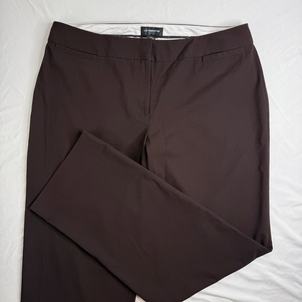 Liz Claiborne Career Audra Classic Brown Dress Pants Size 16 Straight Leg
